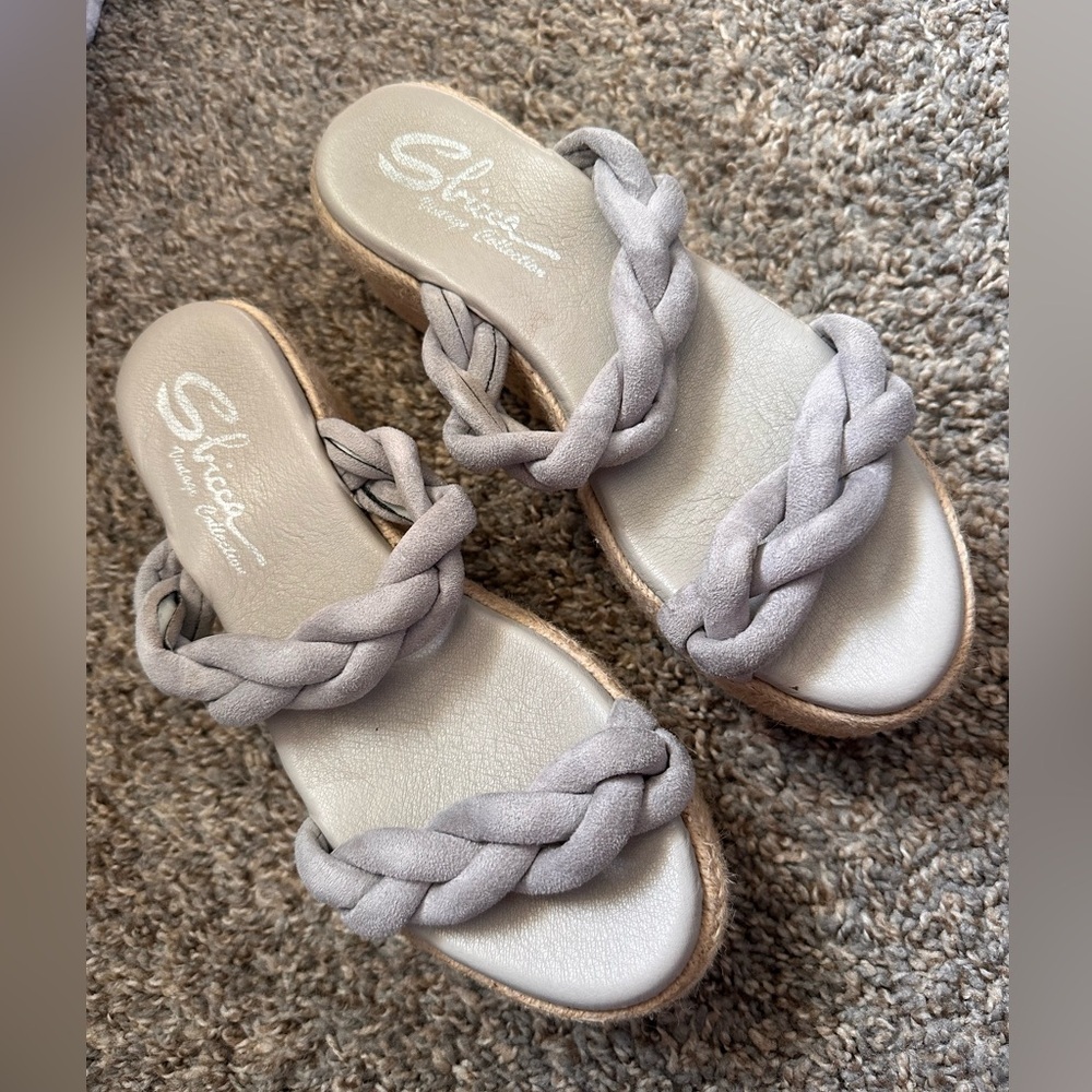 Sbicca Braided Gray/Lilac Espadrille Platform Sandal Size 7.5 - Picture 5 of 8